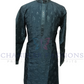 Attractive Teal Blue Color Embroidery Work Kurta With Pajama For Men