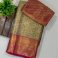 Gold Color Pure Kanchi Silk With Gold Zari Work Saree In USA