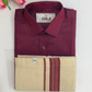Attractive Maroon Color Cotton Shirt With Tissue Zari Work Dhoti Set For Kids