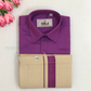 Stunning Purple Cotton Shirt With Tissue Zari Work Dhoti Set For Kids 