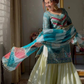 Teal Blue Color Fendy Silk With Embroidery And Sequins Work Sharara Suit Near Me