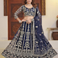 Wonderful Blue Color Butterfly Net With Embroidery And Sequins Work Lehenga For Women