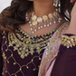 Graceful Dark Purple Color Faux Blooming Fabric With Embroidery And Sequins Work With Palazzo Suits In USA