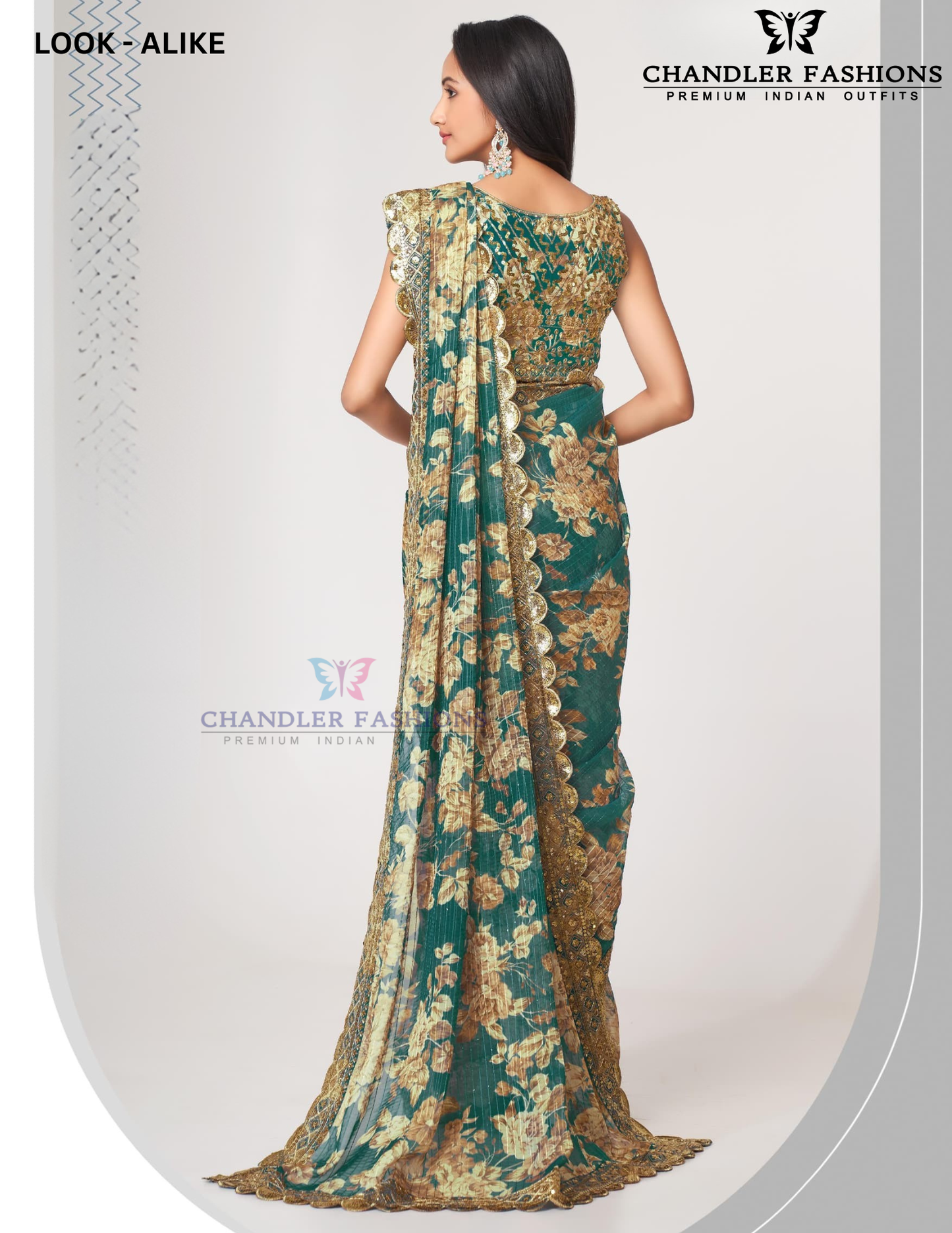 Teal Blue Color Organza With Sequins And Printed Work Saree In USA
