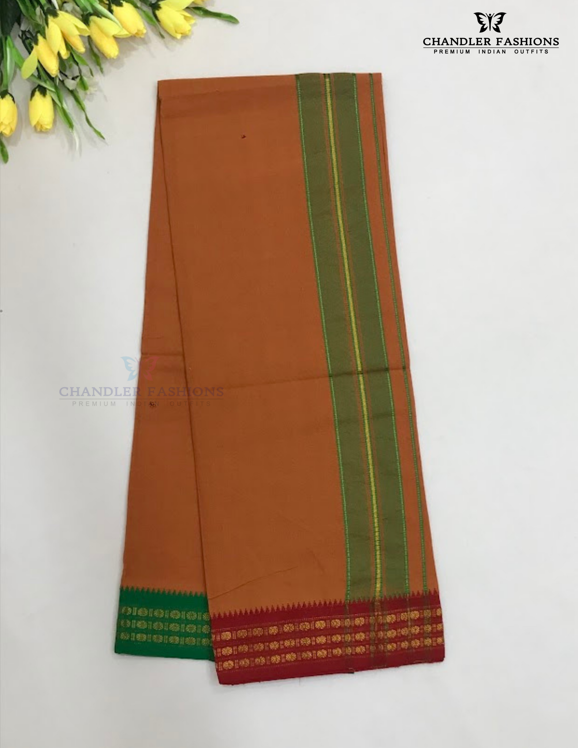 Charming Men's Kavi Color Cotton Dhoti