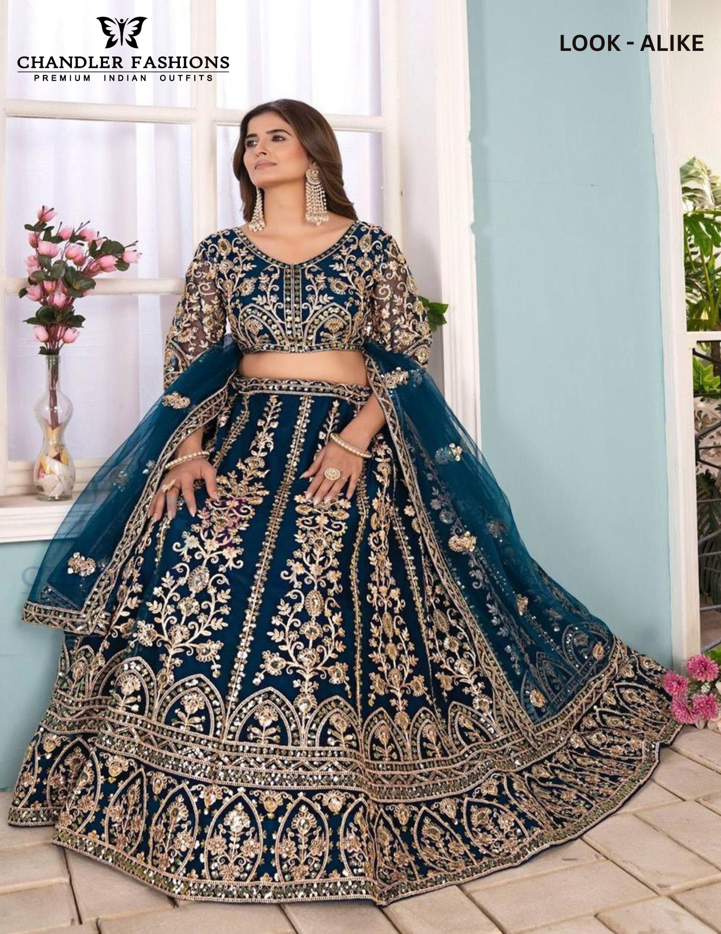 Pleasing Blue Color Butterfly Net With Embroidery And Sequins Work Lehenga For Women