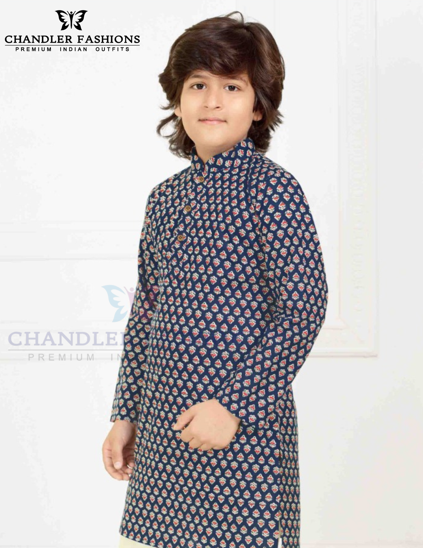 Navy Blue Color Cotton Kurta Pajama Set Near Me