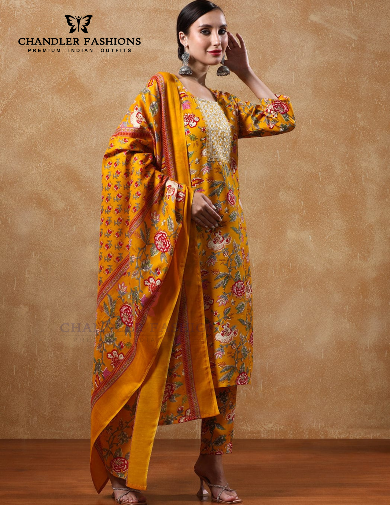 Yellow Color Cotton Blend With Embroidery Work Salwar Suits In USA