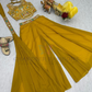 Sequins And Thread Embroidery Work Palazzo Suits In Mesa