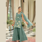 Pale Green Color Shimmer Silk Work Palazzo Suits In USA