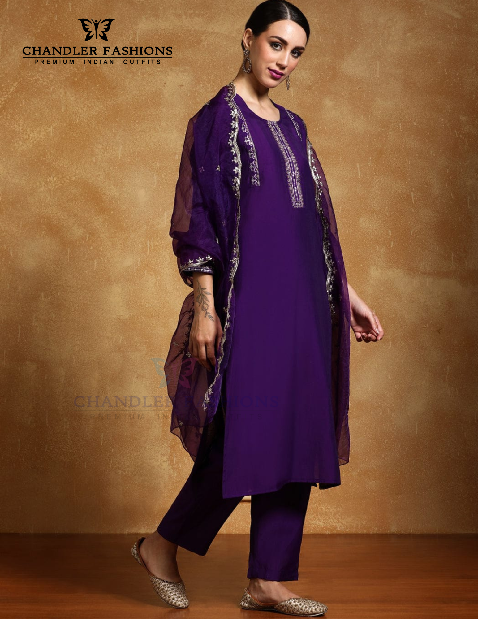 Purple Color Cotton Blend With Embroidery And Sequins Work Salwar Suits Near Me