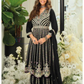 Amazing Black Color Chinon With Embroidery Work Palazzo Suits For Women