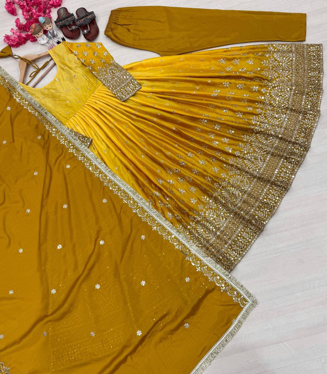Heavy Chinon Silk Kurti Suit With Embroidery Work In Chandler