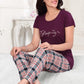 Women's Purple Blush Cotton Top With 3/4th Pant & Full Pant Nightwear 3 pieces Set