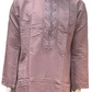 Attractive Light Pink Color Cotton Embroidery Work Kurta Suits For Men