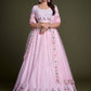 Beautiful Pink Colored Georgette Sequins Work Lehenga Choli With Dupatta