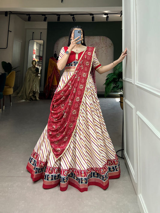 Exquisite Red Color Pure Cotton Chaniya Lehenga Choli With Printed Dupatta Near Me