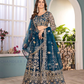Blue Color Butterfly Net With Embroidery Work Lehenga In USA