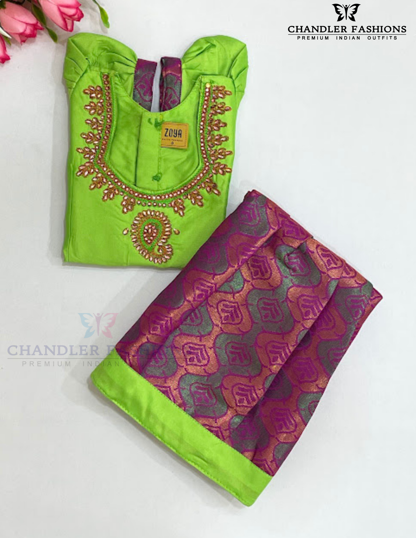 Attractive Light Green Color Art Silk Langa Set With Stone Work For Girls Near Me