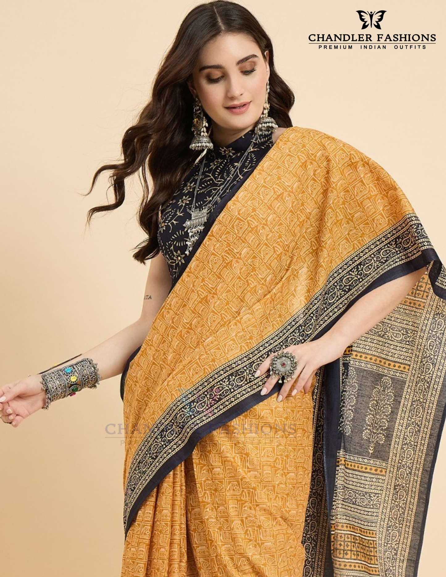 Attractive Yellow Color Cotton With Printed Work Saree Near Me