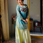 Teal Blue Color Fendy Silk With Sequins Work Sharara Suit In USA