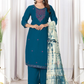 Appealing Teal Blue Color Viscose With Embroidery Work Salwar Suits
