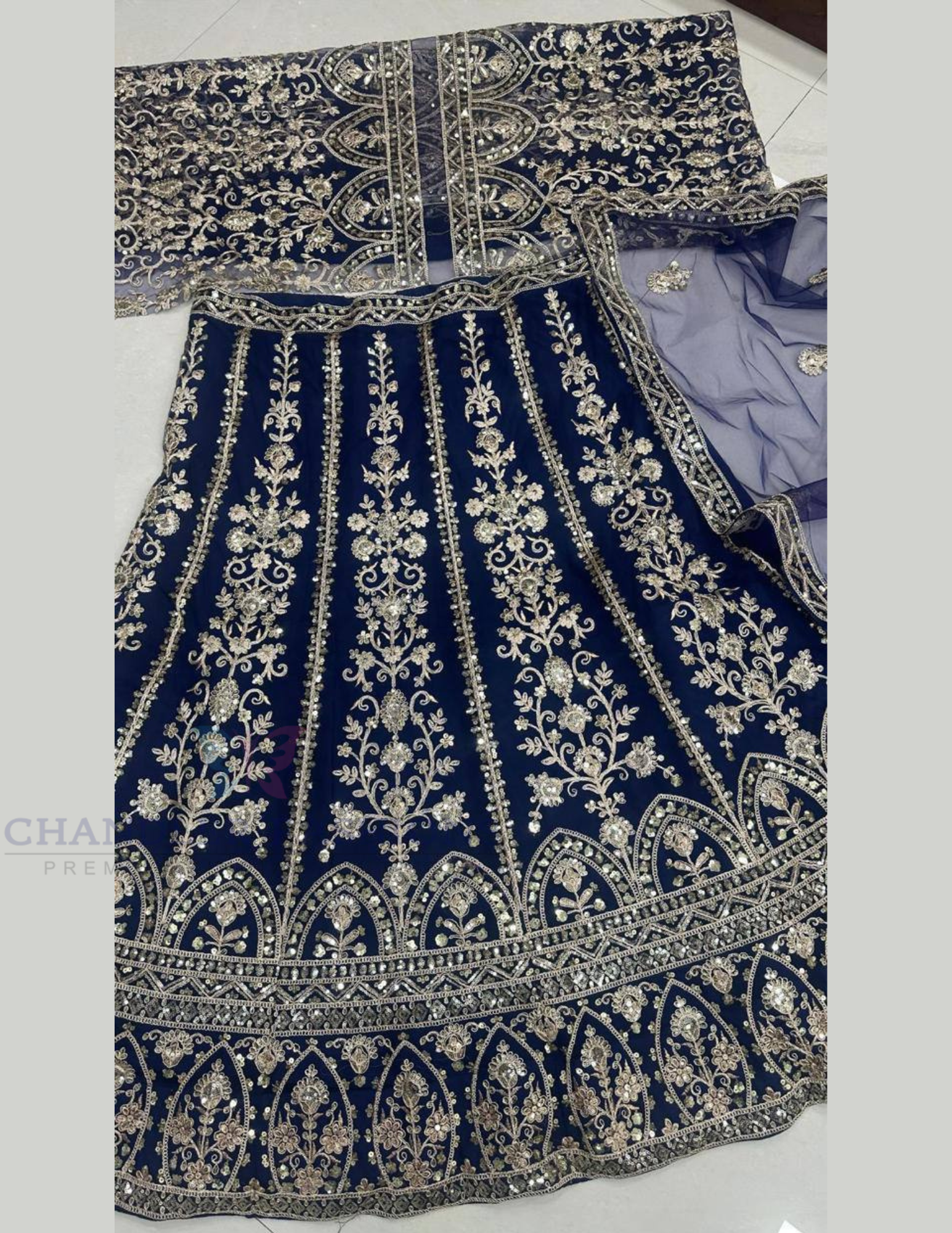 Butterfly Net With Embroidery And Sequins Work Lehenga In USA