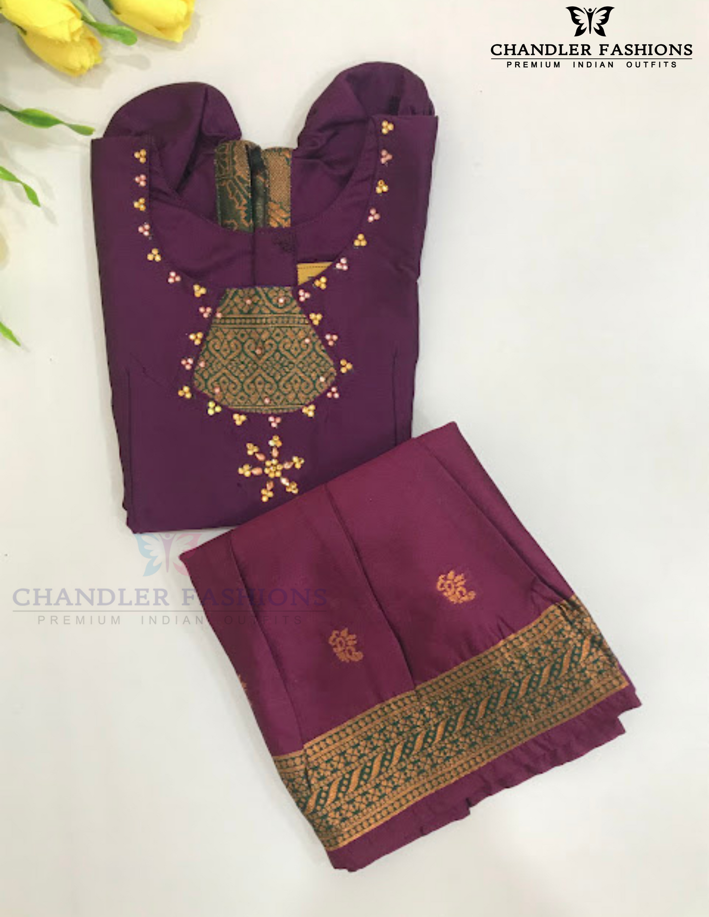 Beautiful Purple Color Art Silk Langa Set With Stone Work For Girls Near Me