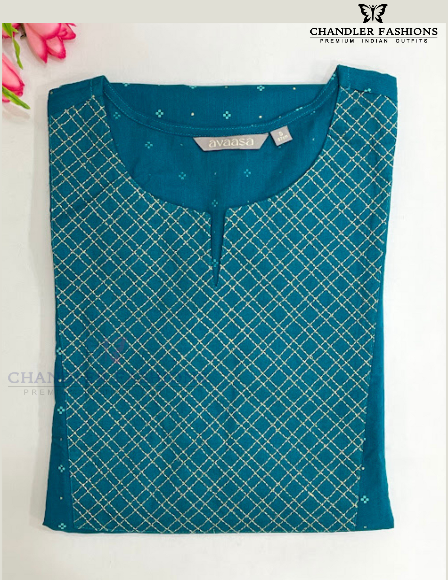 Attractive Blue Color Cotton Kurti With Embroidary Work In USA