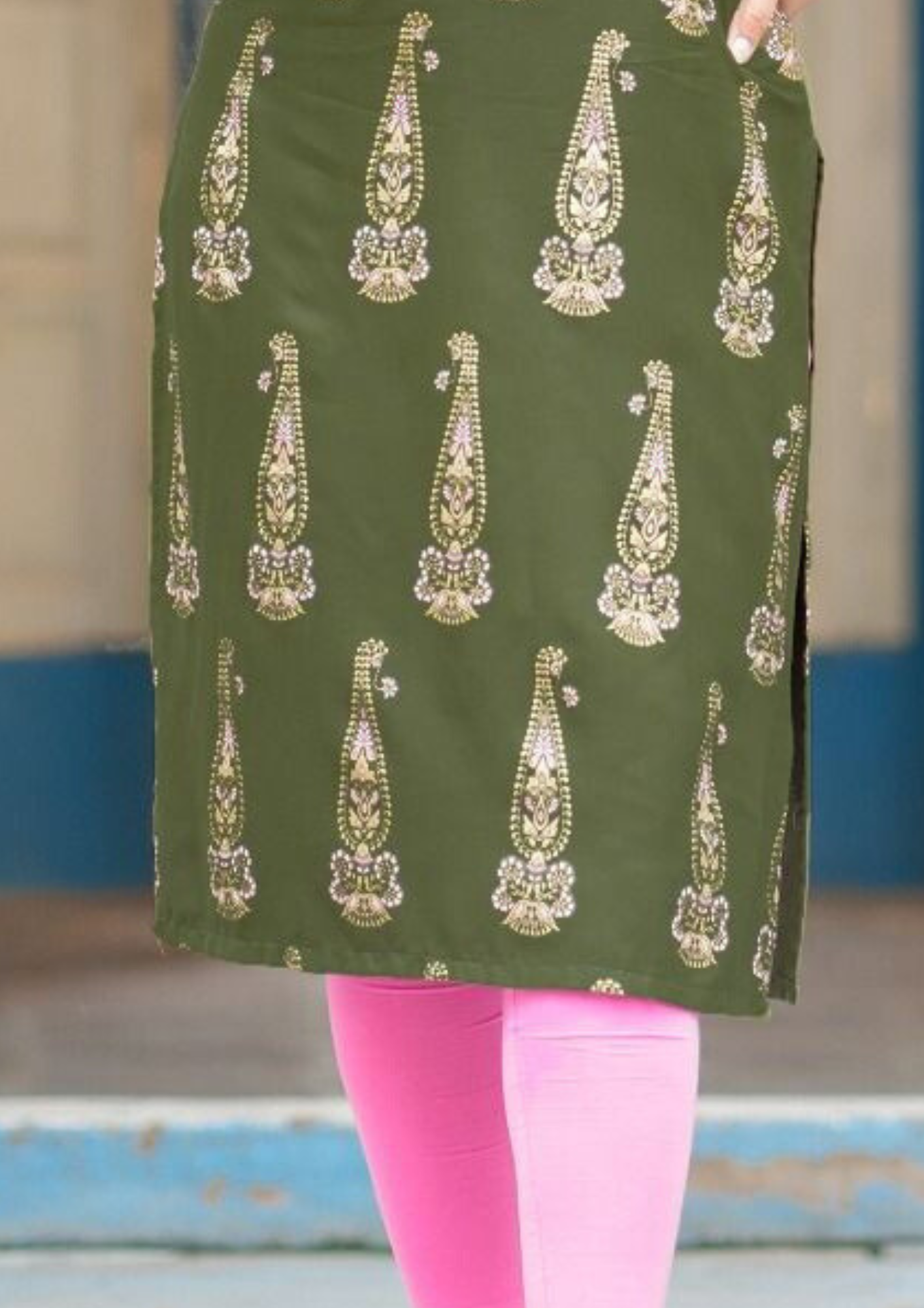 Elegant Green Colored Fancy Embroidery Work Kurti  In Arizona