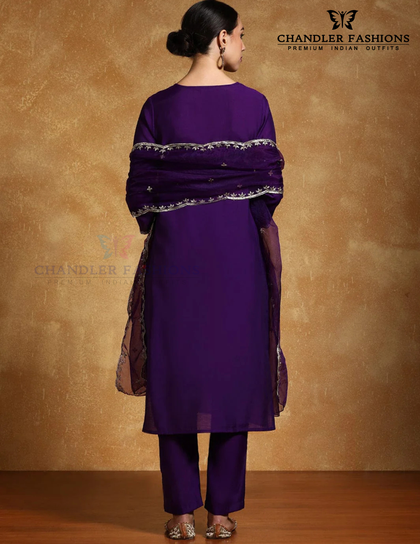 Purple Color Cotton Blend With Embroidery Salwar Suits In Mesa