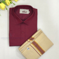 Appealing Maroon Color Cotton Shirt With Tissue Zari Work Dhoti Set For Kids Near Me