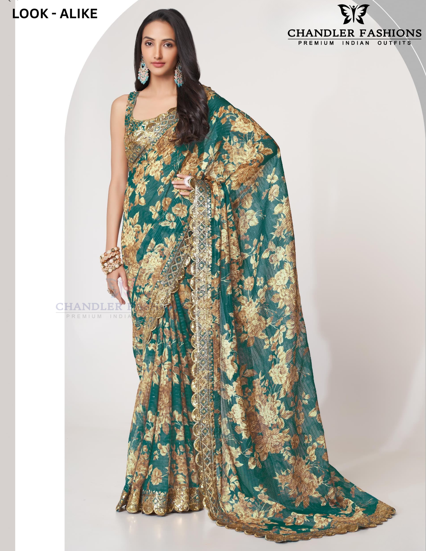 Amazing Teal Blue Color Organza With Sequins And Printed Work Saree For Women