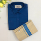 Gorgeous Blue Color Cotton Shirt With Tissue Zari Work Dhoti Set For Kids Near Me
