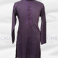 Attractive Purple Color Cotton Embroidery Kurta With Pajama Suits For Men