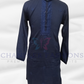 Elegant Blue Color Soft Silk Kurta With Pajama For Men
