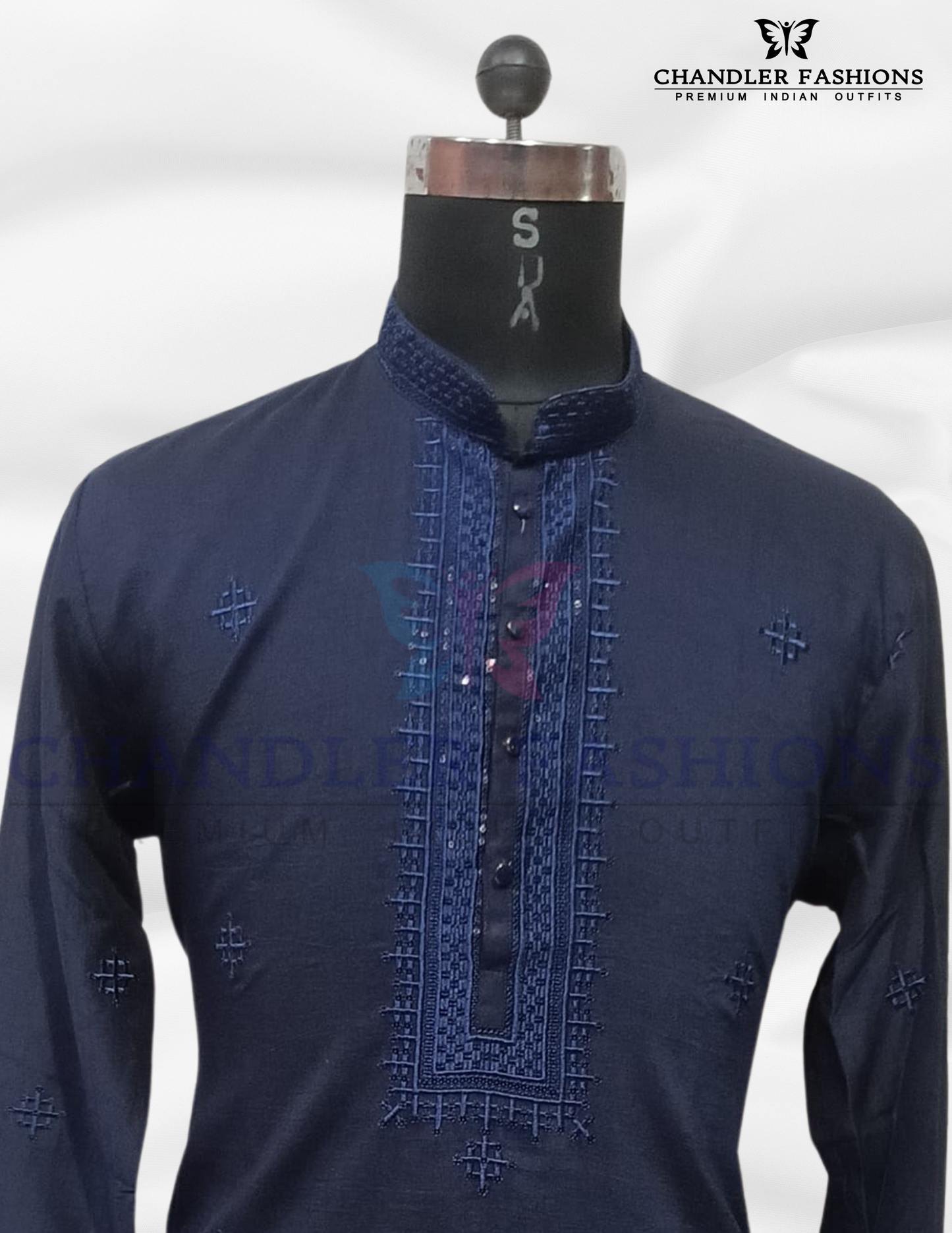 Elegant Blue Color Soft Silk Kurta With Pajama Near Me