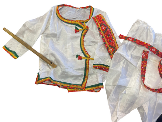 Dazzling White Colored Krishna Costume Wear For Kids