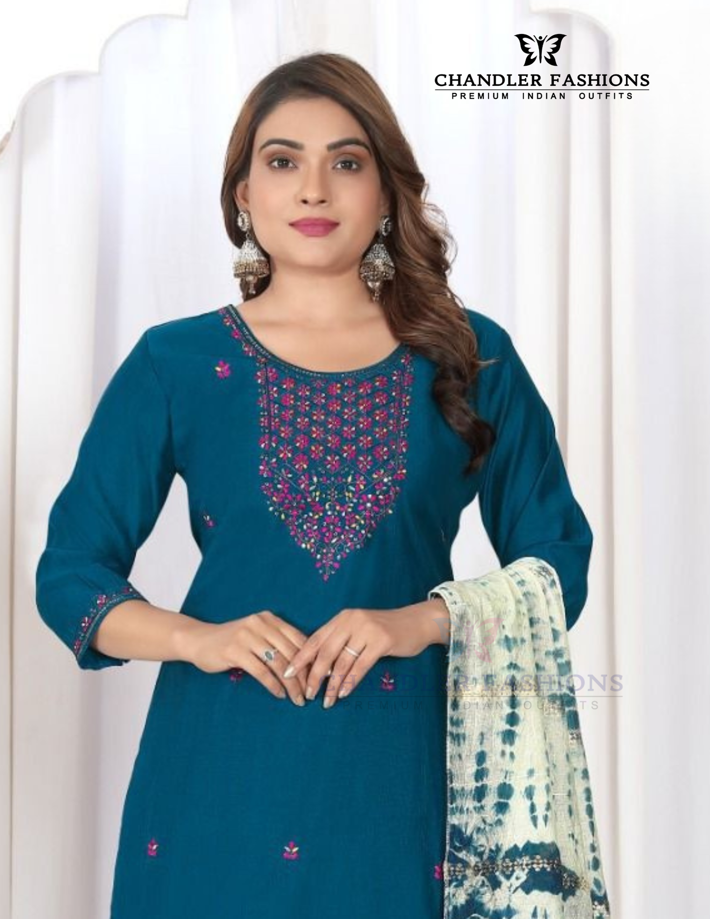 Teal Blue Color Viscose With Embroidery Work Salwar Suits Near Me