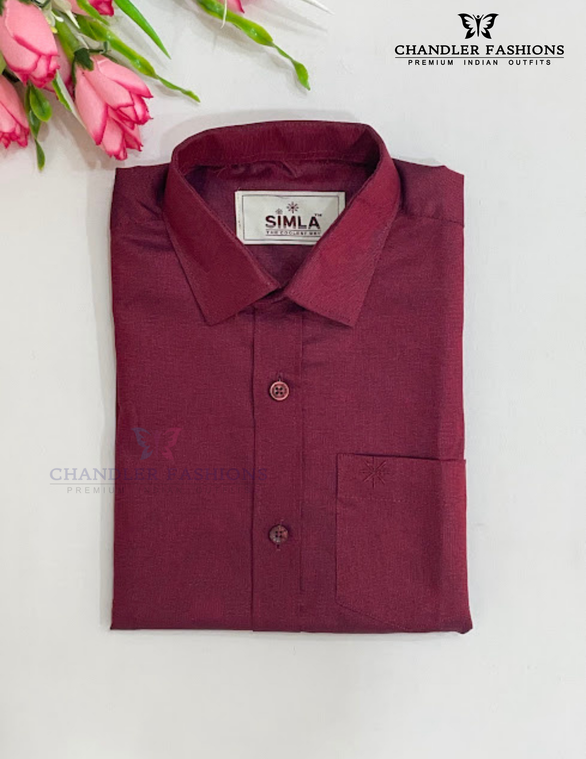 Attractive Maroon Color Cotton Shirt With Tissue Zari Work Dhoti Set In USA