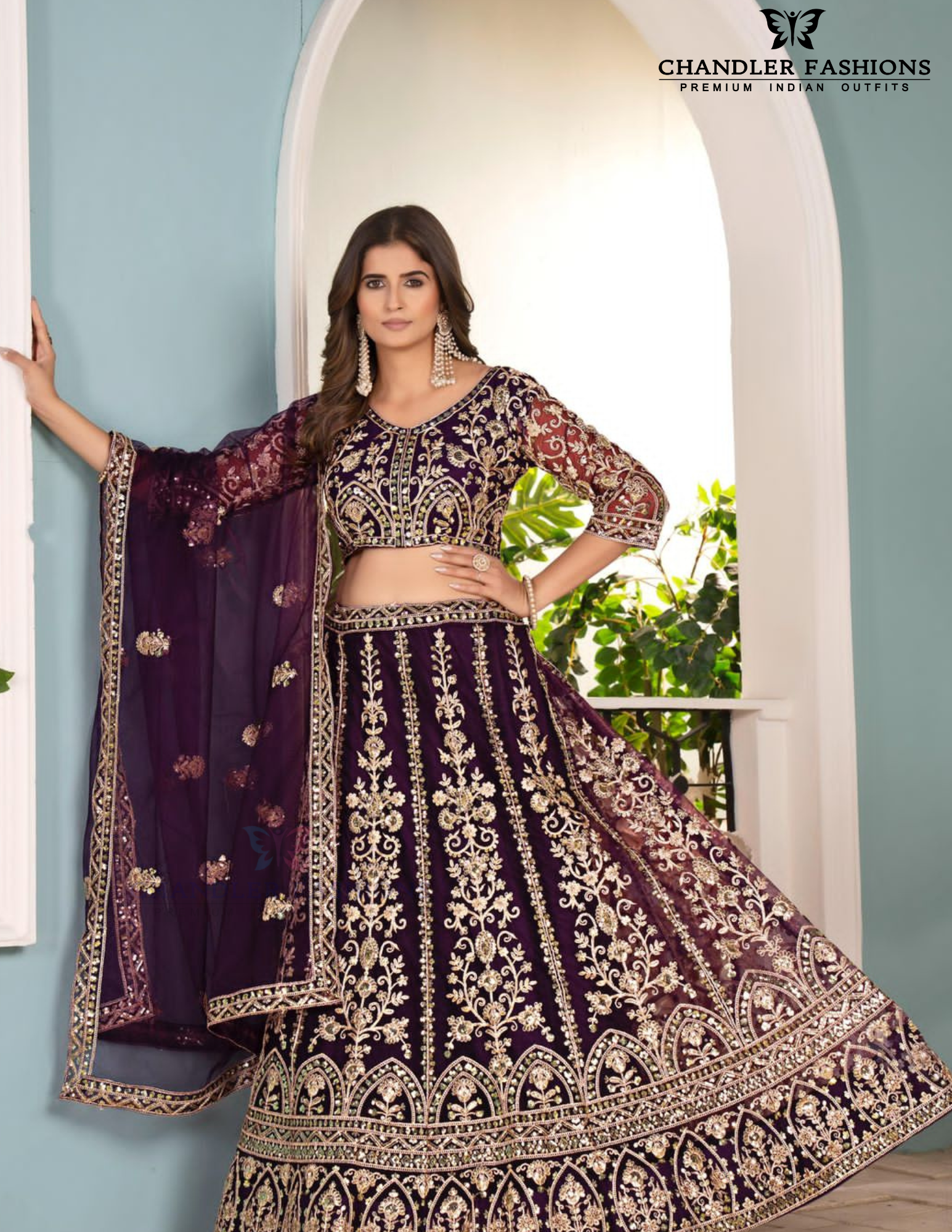 Purple Color Butterfly Net Lehenga In USA