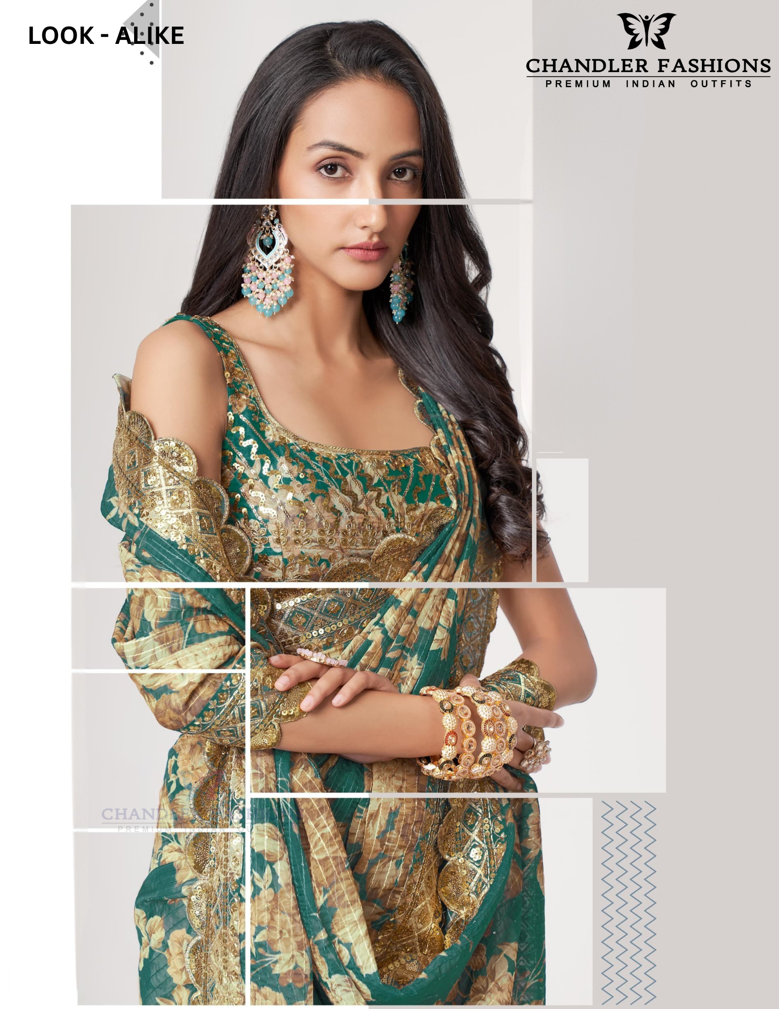 Organza With Sequins And Printed Work Saree In Chandler