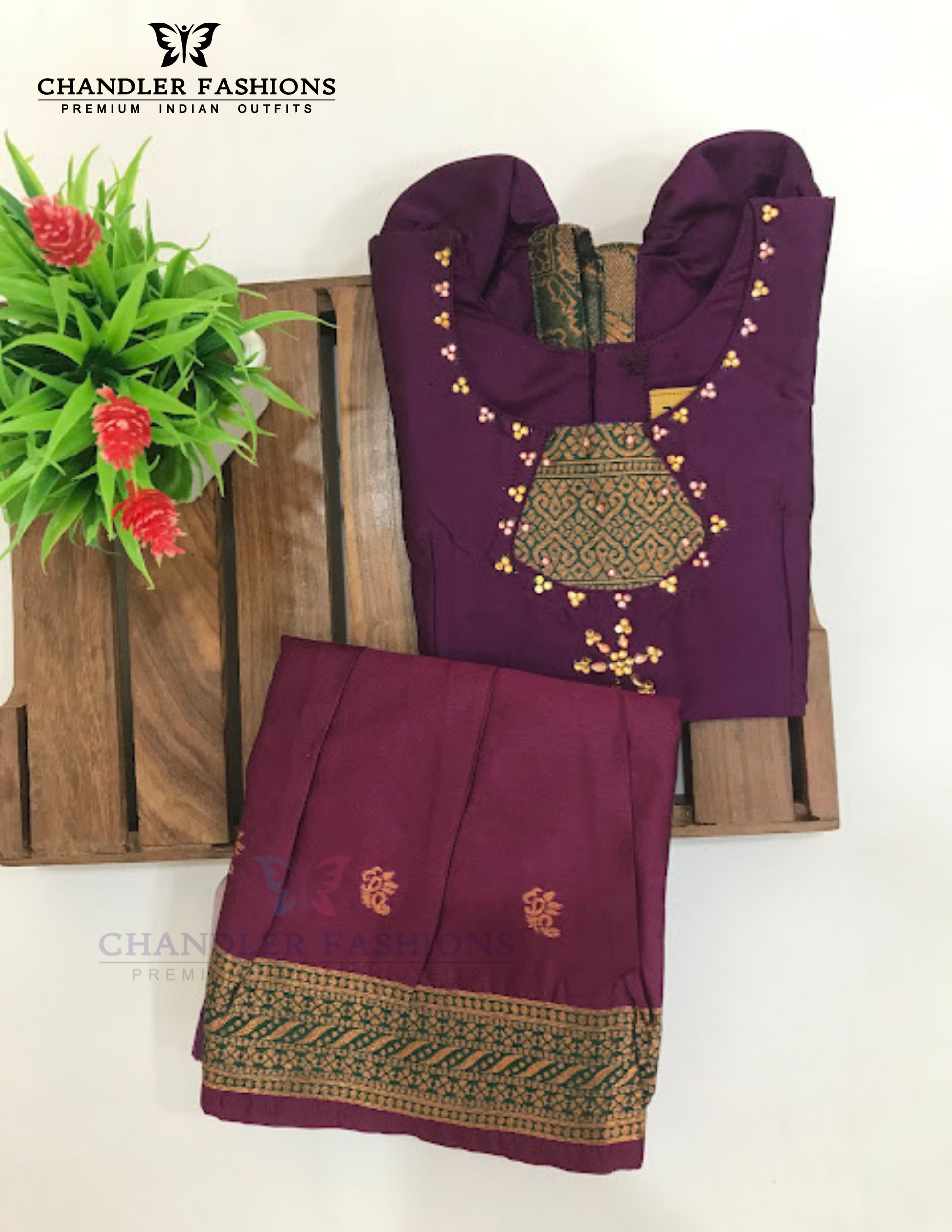 Beautiful Purple Color Art Silk Langa Set With Stone Work In USA