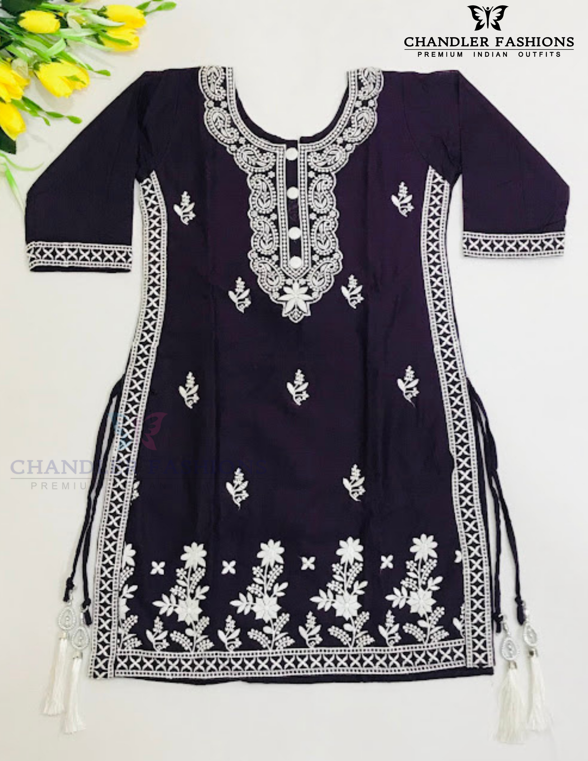 Gorgeous Purple Color Cotton Kurti Suits In USA