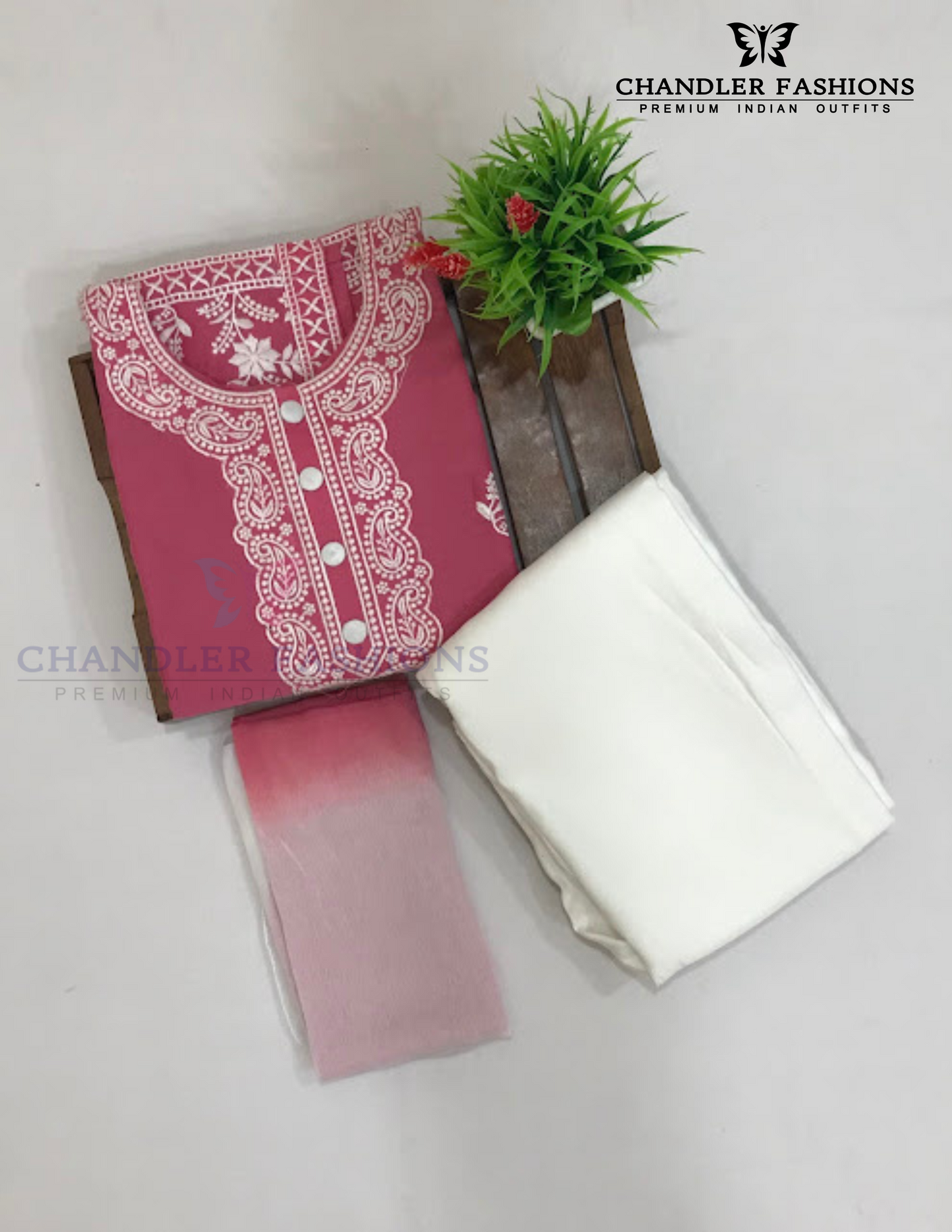 Pink Color With Embroidery Work Cotton Kurti Suits In USA