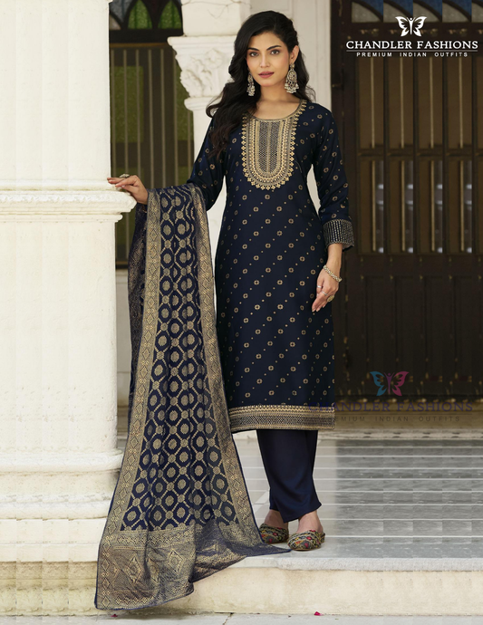 Magnificent Blue Color Rayon With Digital Printed Work Salwar Suits For Women