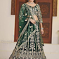 Fantastic Green Color Butterfly Net With Embroidery And Sequins Work Lehenga For Women