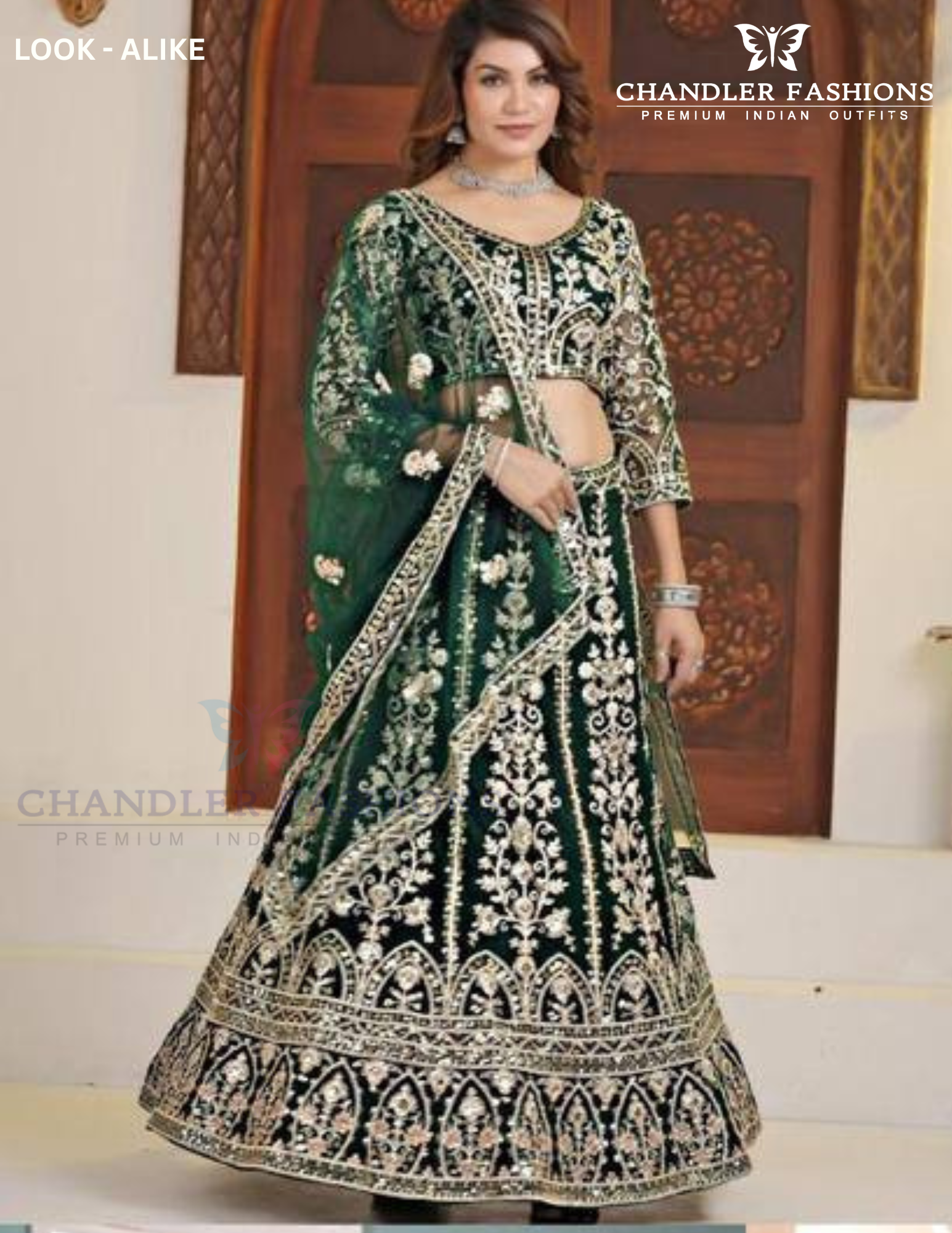 Fantastic Green Color Butterfly Net With Embroidery And Sequins Work Lehenga For Women