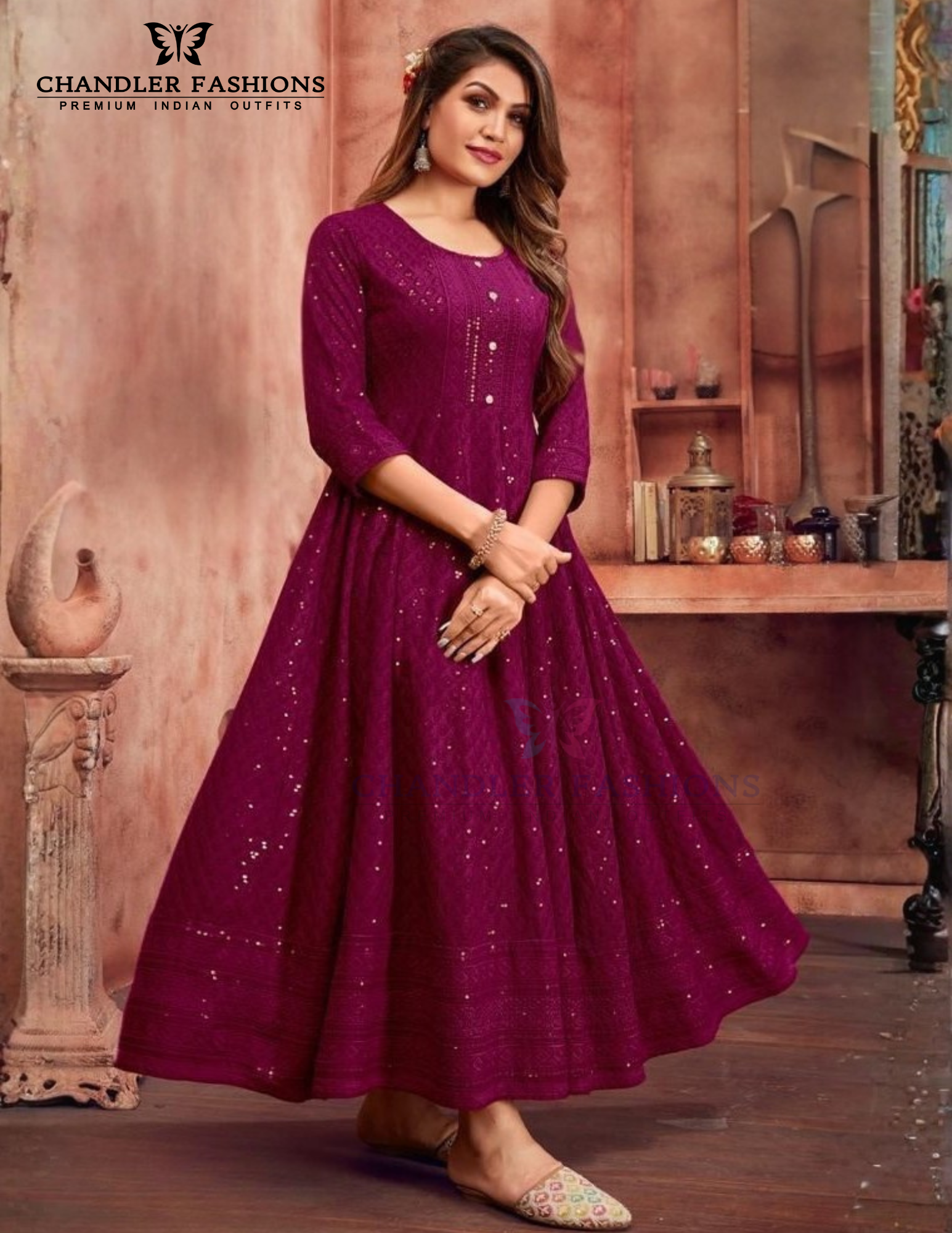Stunning Magenta Color Anarkali Gown For Women