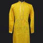 Charming Yellow Color Embroidery Kurta With Pajama Pants For Men